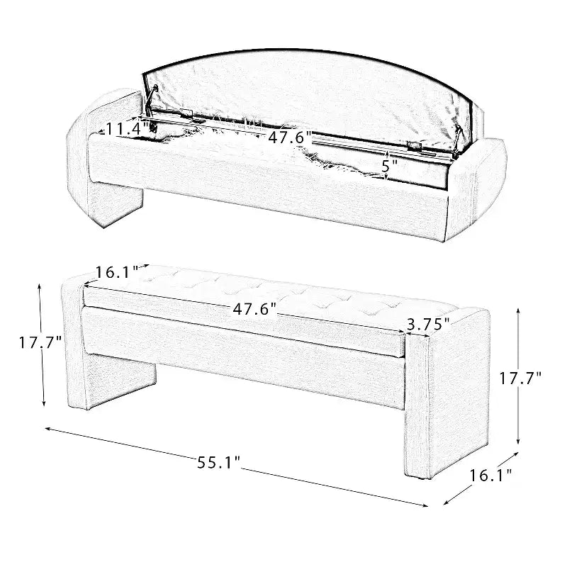 Banc de rangement capitonné moderne Rebeca | ART OF LIVING DESIGN