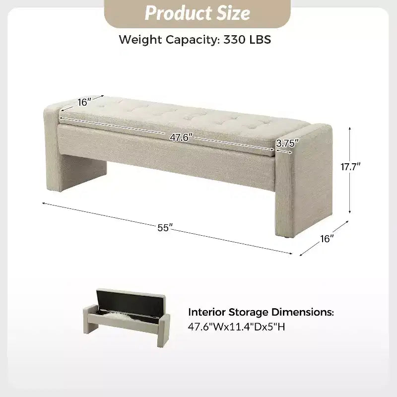 Banc de rangement capitonné moderne Rebeca | ART OF LIVING DESIGN