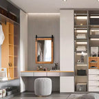 Costway Miroir mural décoratif 76,2 x 55,9 cm, miroir de courtoisie avec cadre en bois style porte de grange, marron