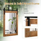 Costway Miroir mural décoratif 76,2 x 55,9 cm, miroir de courtoisie avec cadre en bois style porte de grange, marron
