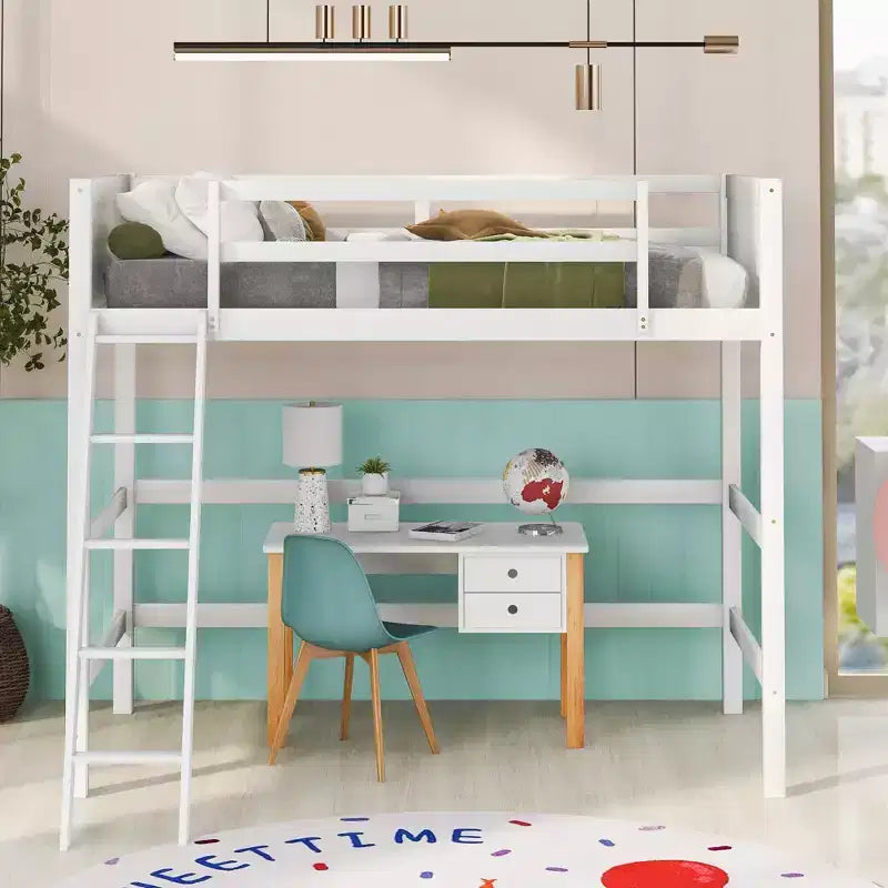 Lit superposé en bois double avec échelle, cadre de lit en bois, pas besoin de sommier tapissier - ModernLuxe
