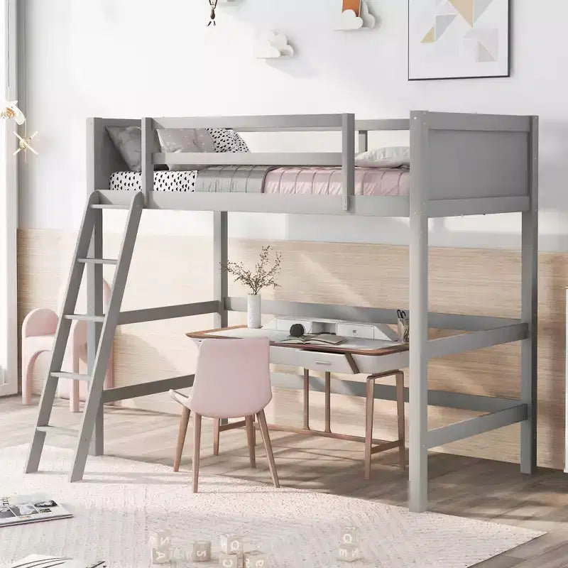 Lit superposé en bois double avec échelle, cadre de lit en bois, pas besoin de sommier tapissier - ModernLuxe
