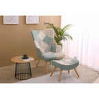 Fauteuil d'appoint avec pouf, ensemble fauteuil et pouf de salon, fauteuil d'appoint confortable pour chambre à coucher, surface en tissu à épissures créatives