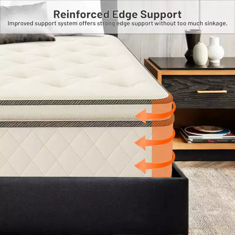 Continental Sleep, matelas hybride simple face à plateau-coussin de 9 pouces à fermeté moyenne, compatible avec les lits réglables