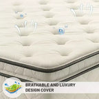 Continental Sleep, matelas hybride simple face à plateau-coussin de 9 pouces à fermeté moyenne, compatible avec les lits réglables