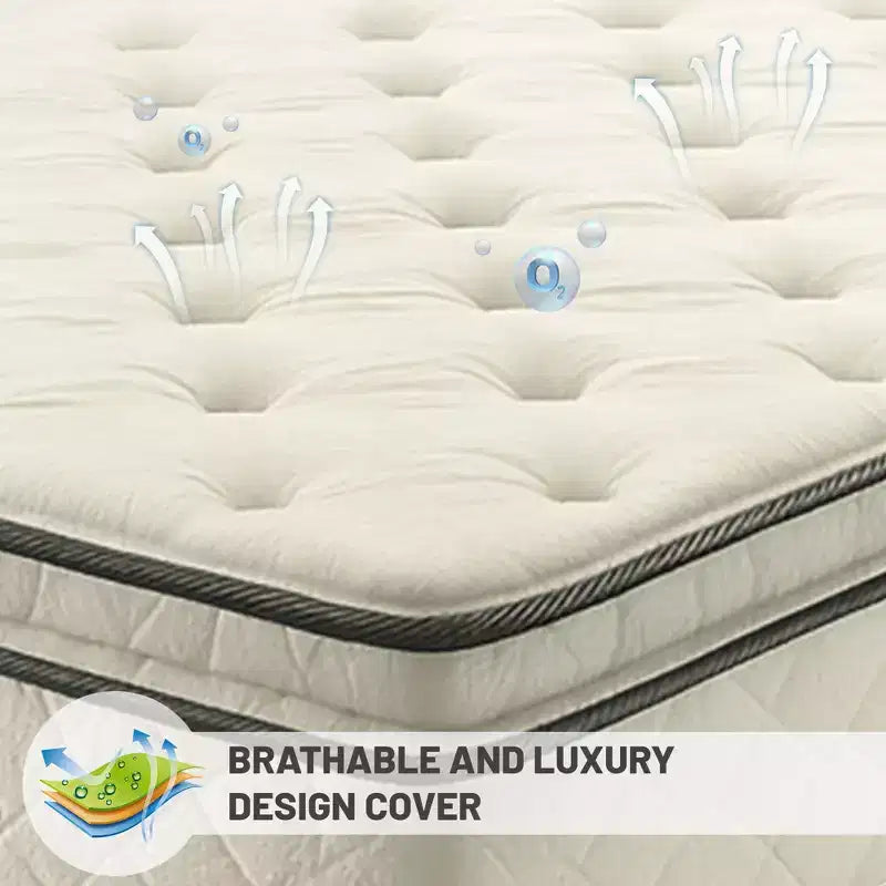 Continental Sleep, matelas hybride simple face à plateau-coussin de 9 pouces à fermeté moyenne, compatible avec les lits réglables