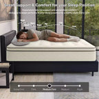 Continental Sleep, matelas hybride simple face à plateau-coussin de 9 pouces à fermeté moyenne, compatible avec les lits réglables