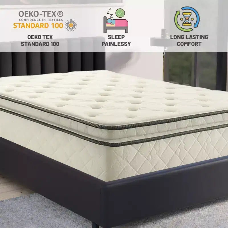Continental Sleep, matelas hybride simple face à plateau-coussin de 9 pouces à fermeté moyenne, compatible avec les lits réglables