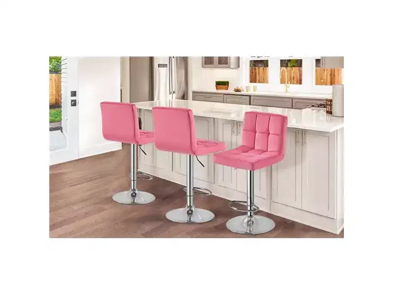 Tabourets de bar Yaheetech réglables et modernes en velours avec dossier et grande base, lot de 2