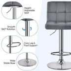 Tabourets de bar Yaheetech réglables et modernes en velours avec dossier et grande base, lot de 2