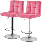 Tabourets de bar Yaheetech réglables et modernes en velours avec dossier et grande base, lot de 2