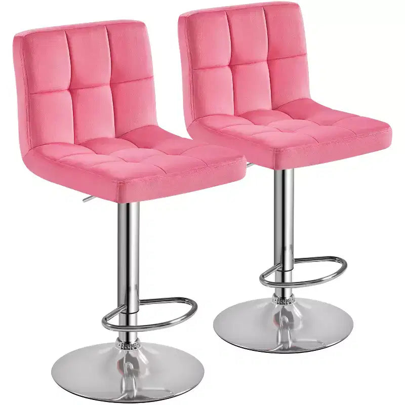 Tabourets de bar Yaheetech réglables et modernes en velours avec dossier et grande base, lot de 2