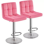Tabourets de bar Yaheetech réglables et modernes en velours avec dossier et grande base, lot de 2