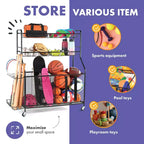 Support de rangement pour ballons pour garage – Grand organisateur d'équipement sportif de garage intérieur et extérieur avec paniers, roues et freins – Homeitusa