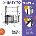 Support de rangement pour ballons pour garage – Grand organisateur d'équipement sportif de garage intérieur et extérieur avec paniers, roues et freins – Homeitusa