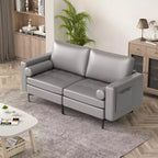 Costway Causeuse moderne 2 places avec 2 traversins et poches de rangement latérales Gris/Rouge