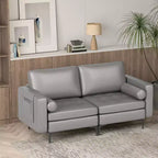 Costway Causeuse moderne 2 places avec 2 traversins et poches de rangement latérales Gris/Rouge