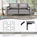 Costway Causeuse moderne 2 places avec 2 traversins et poches de rangement latérales Gris/Rouge