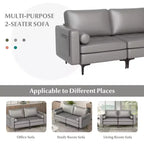Costway Causeuse moderne 2 places avec 2 traversins et poches de rangement latérales Gris/Rouge