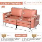Costway Causeuse moderne 2 places avec 2 traversins et poches de rangement latérales Gris/Rouge