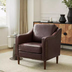 Fauteuil en cuir végétalien de transition Bonita avec coussin de siège amovible et garnitures cloutées | ART OF LIVING DESIGNS