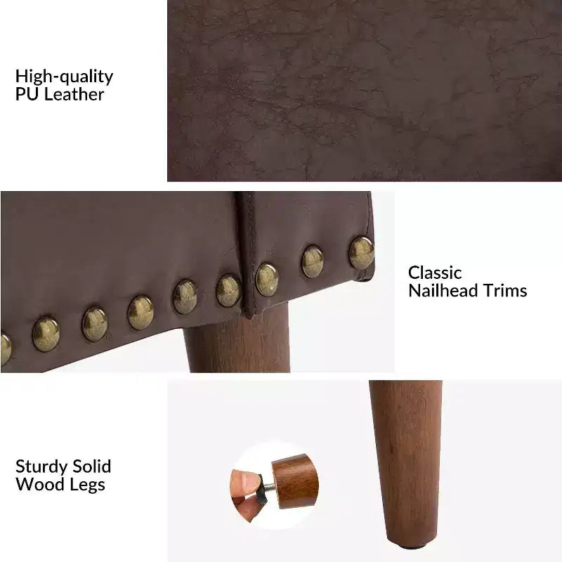Fauteuil en cuir végétalien de transition Bonita avec coussin de siège amovible et garnitures cloutées | ART OF LIVING DESIGNS