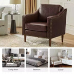 Fauteuil en cuir végétalien de transition Bonita avec coussin de siège amovible et garnitures cloutées | ART OF LIVING DESIGNS