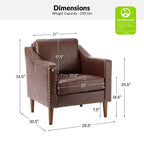 Fauteuil en cuir végétalien de transition Bonita avec coussin de siège amovible et garnitures cloutées | ART OF LIVING DESIGNS
