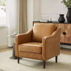 Fauteuil en cuir végétalien de transition Bonita avec coussin de siège amovible et garnitures cloutées | ART OF LIVING DESIGNS