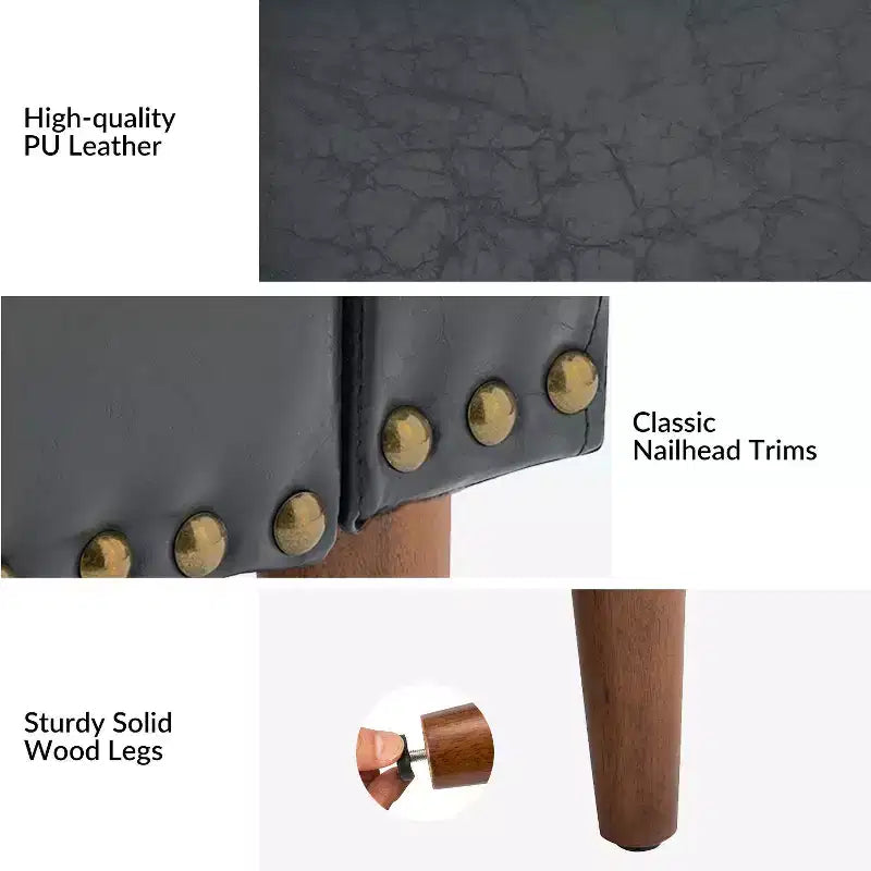 Fauteuil en cuir végétalien de transition Bonita avec coussin de siège amovible et garnitures cloutées | ART OF LIVING DESIGNS