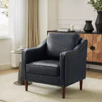 Fauteuil en cuir végétalien de transition Bonita avec coussin de siège amovible et garnitures cloutées | ART OF LIVING DESIGNS