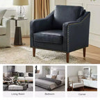 Fauteuil en cuir végétalien de transition Bonita avec coussin de siège amovible et garnitures cloutées | ART OF LIVING DESIGNS