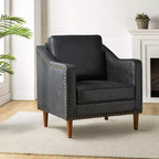 Fauteuil en cuir végétalien de transition Bonita avec coussin de siège amovible et garnitures cloutées | ART OF LIVING DESIGNS