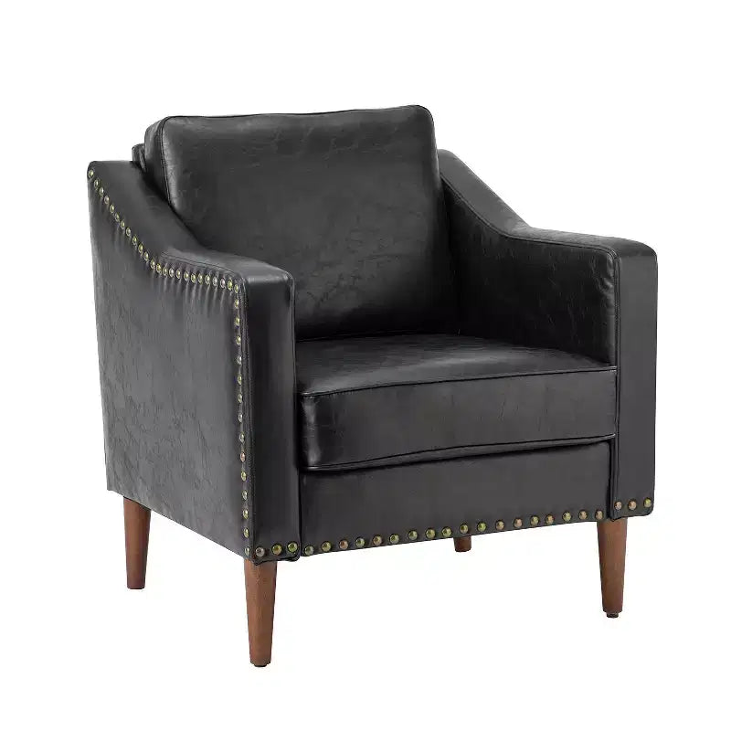 Fauteuil en cuir végétalien de transition Bonita avec coussin de siège amovible et garnitures cloutées | ART OF LIVING DESIGNS
