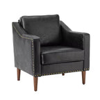 Fauteuil en cuir végétalien de transition Bonita avec coussin de siège amovible et garnitures cloutées | ART OF LIVING DESIGNS
