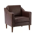 Fauteuil en cuir végétalien de transition Bonita avec coussin de siège amovible et garnitures cloutées | ART OF LIVING DESIGNS