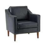 Fauteuil en cuir végétalien de transition Bonita avec coussin de siège amovible et garnitures cloutées | ART OF LIVING DESIGNS