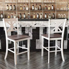 Flash Furniture Gwendolyn, lot de 2 tabourets de bar modernes de style rustique en bois massif de qualité commerciale, hauteur comptoir