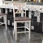 Flash Furniture Gwendolyn, lot de 2 tabourets de bar modernes de style rustique en bois massif de qualité commerciale, hauteur comptoir