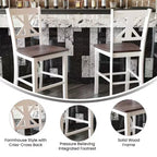 Flash Furniture Gwendolyn, lot de 2 tabourets de bar modernes de style rustique en bois massif de qualité commerciale, hauteur comptoir