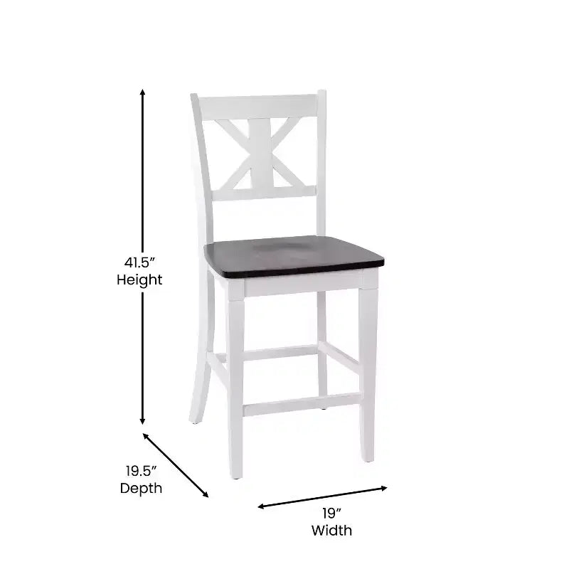 Flash Furniture Gwendolyn, lot de 2 tabourets de bar modernes de style rustique en bois massif de qualité commerciale, hauteur comptoir