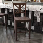 Flash Furniture Gwendolyn, lot de 2 tabourets de bar modernes de style rustique en bois massif de qualité commerciale, hauteur comptoir