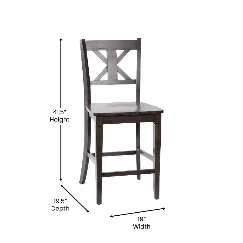 Flash Furniture Gwendolyn, lot de 2 tabourets de bar modernes de style rustique en bois massif de qualité commerciale, hauteur comptoir