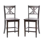 Flash Furniture Gwendolyn, lot de 2 tabourets de bar modernes de style rustique en bois massif de qualité commerciale, hauteur comptoir