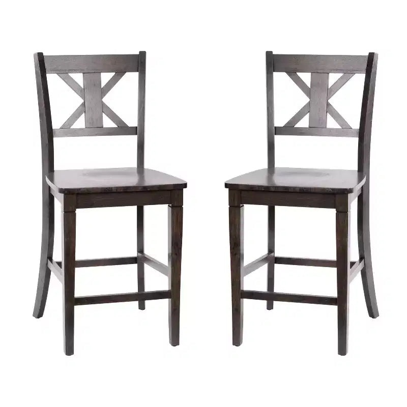 Flash Furniture Gwendolyn, lot de 2 tabourets de bar modernes de style rustique en bois massif de qualité commerciale, hauteur comptoir