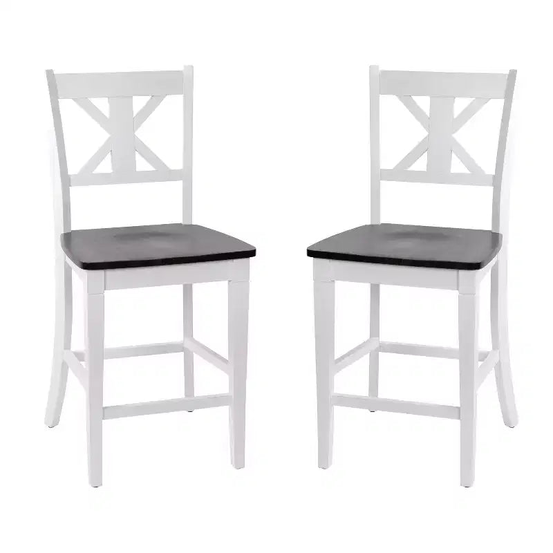 Flash Furniture Gwendolyn, lot de 2 tabourets de bar modernes de style rustique en bois massif de qualité commerciale, hauteur comptoir