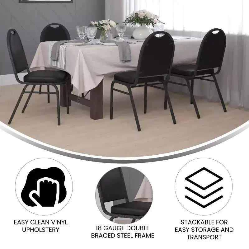 Flash Furniture Lot de 4 chaises de banquet empilables à dossier dôme de la série HERCULES, qualité commerciale, capacité de 227 kg, avec structure métallique
