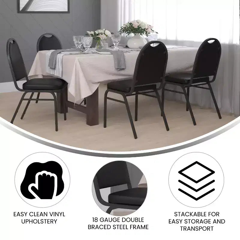 Flash Furniture Lot de 4 chaises de banquet empilables à dossier dôme de la série HERCULES, qualité commerciale, capacité de 227 kg, avec structure métallique