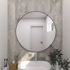 Miroir mural rond contemporain en bois de 36 po - Olivia & May
