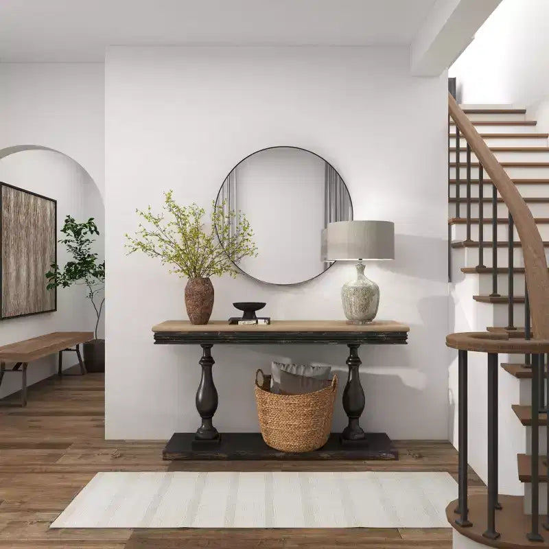 Miroir mural rond contemporain en bois de 36 po - Olivia & May